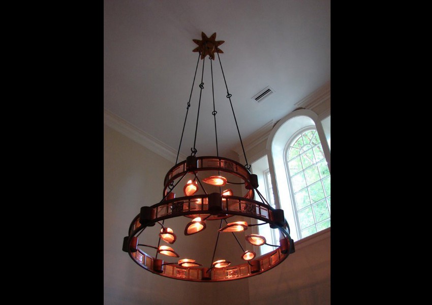 Brucie's foyet chandelier with copper & brass — 5 foot diameter